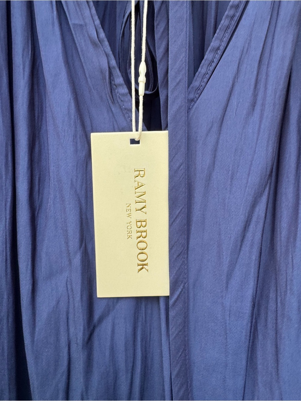 NWT Ramy Brook Rhea Blouse Top Spring Navy Blue L - Picture 2 of 10